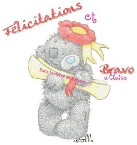 félicitations à Claire
