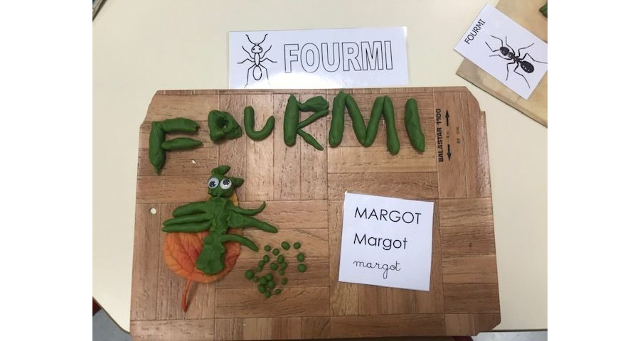 Les étiquettes du mot fourmi pour atelier de pâte à modeler