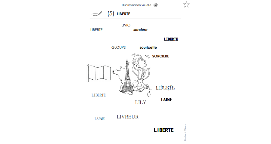 Le mot Liberté en discrimination visuelle