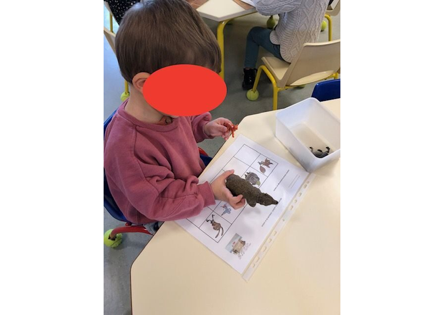 La fiche pour associer les figurines des animaux aux personnages de la Moufle