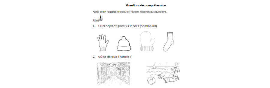 Une fiche pour évaluer la compréhension du conte La moufle