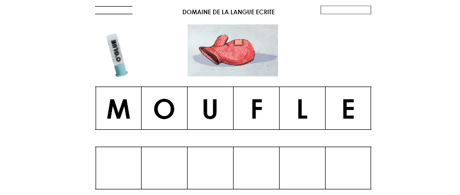 Le mot moufle à reconstituer (niveau petite section)